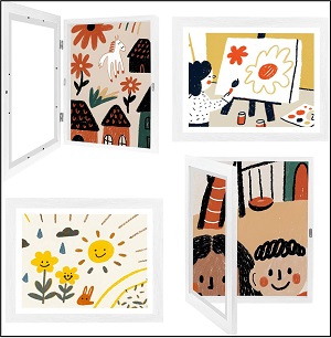 rotating kids art gallery wall